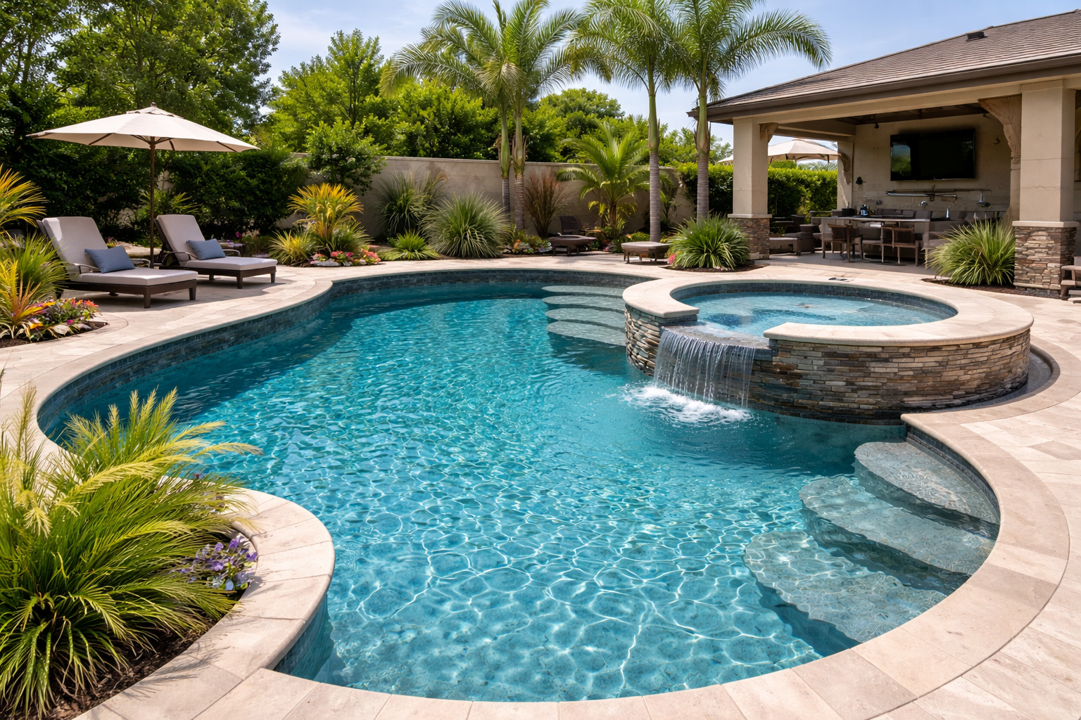 new swimming pool with spa in Nuevo , CA